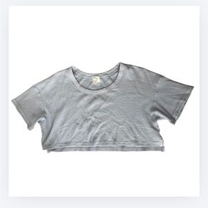 Offline By Aerie Light Blue Waffle Knit Cropped Tee